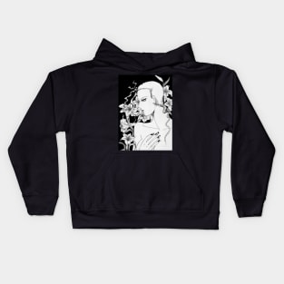 Drawing of a girl and flowers 2009 Kids Hoodie